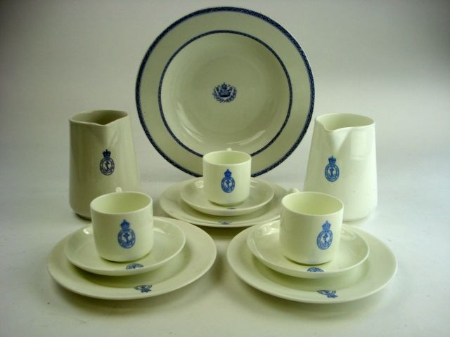 An Admiralty issue pert tea service with crest, together with a Royal Worcester Porcelain Works