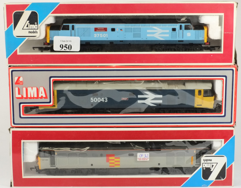Lima,  a class 50 diesel locomotive `Eagle` in BR blue livery: a class 37 diesel locomotive `