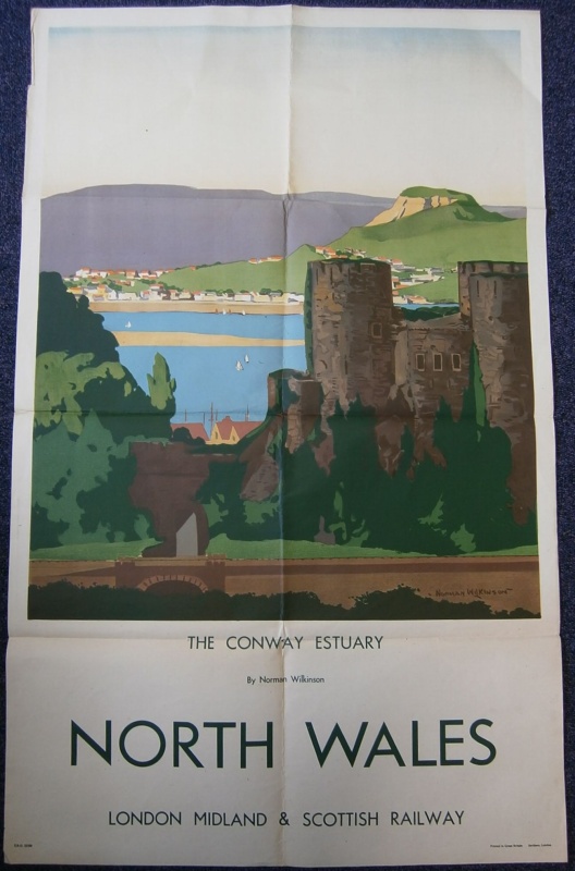 Norman Wilkinson (1878-1971) North Wales, The Conway Estuary, original poster printed for LMS: by