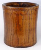 A  large Chinese hardwood brush pot: of cylindrical outline, 29cm. high.