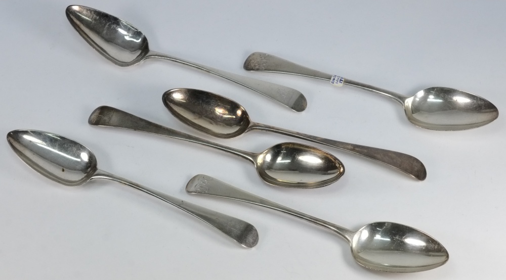 A pair of George III silver Old English table spoons, London 1774:, a pair of table spoons, London