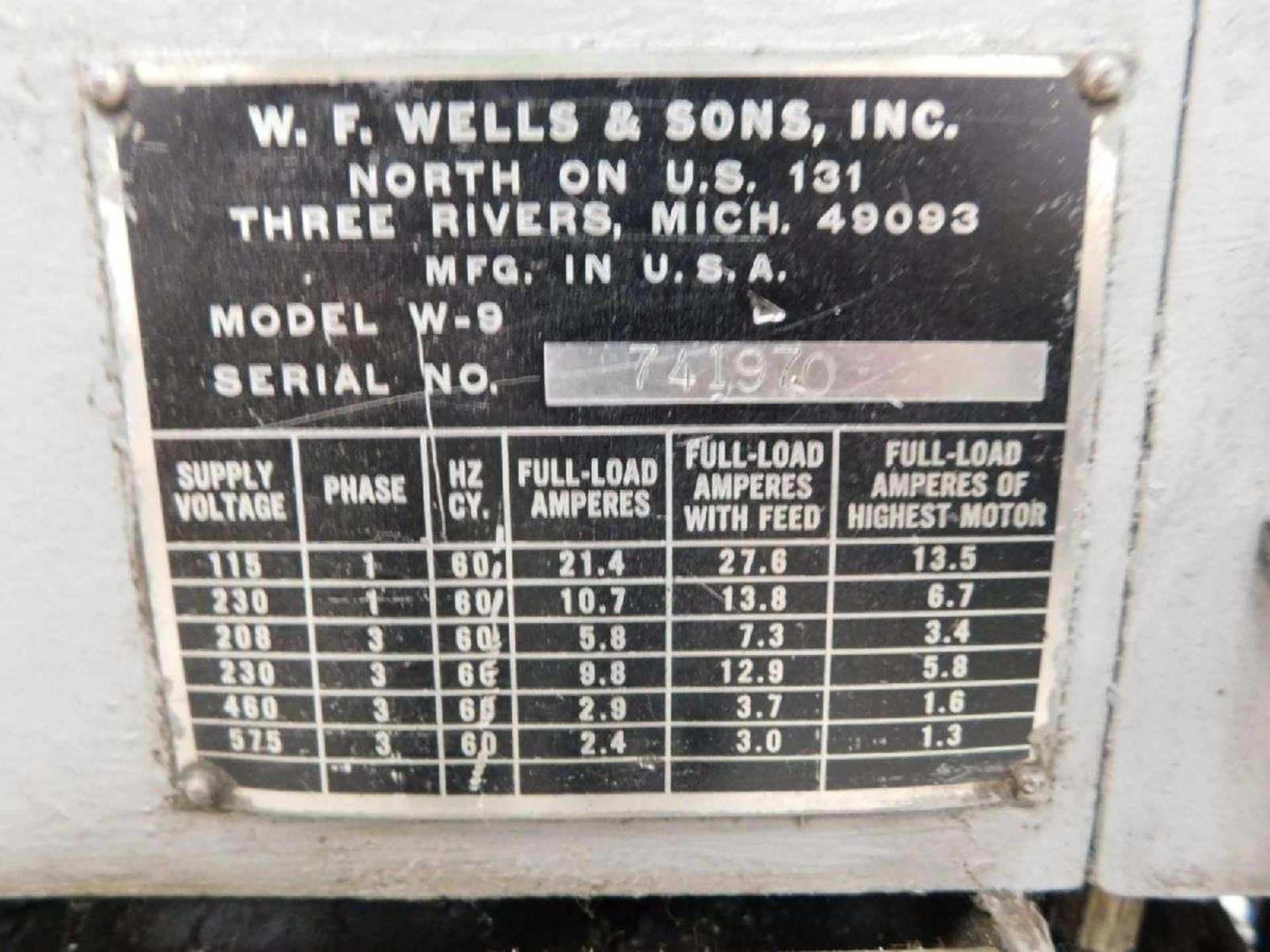 W.F. Wells W-9 Horizontal Band Saw - Image 5 of 6