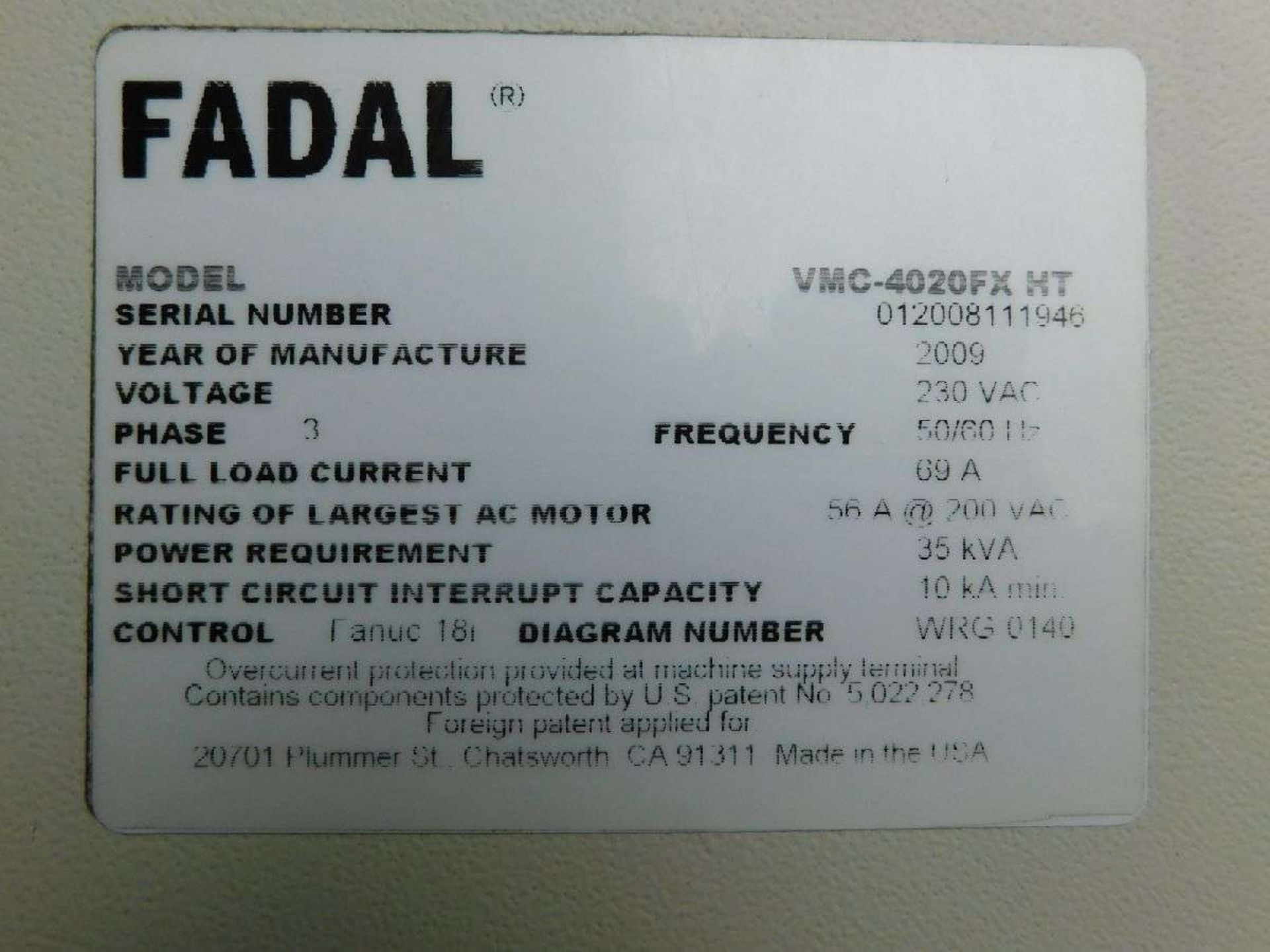 2009 Fadal Fadal VMC 4020 FX HT 3-Axis Vertical CNC Machining Center - Image 14 of 15