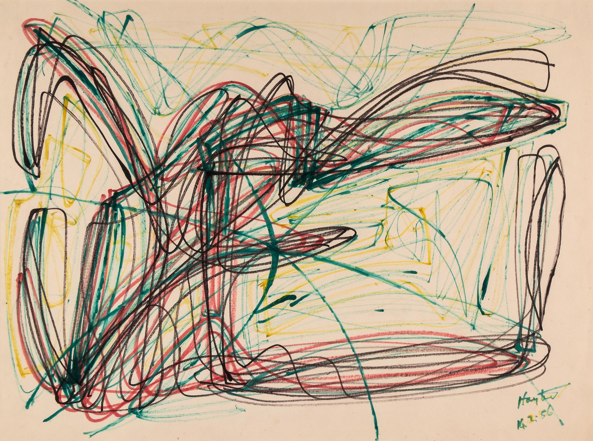 Stanley William Hayter (1901-1988) - Untitled, 1953 coloured flo-master pens on paper, signed and