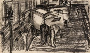 David Bomberg (1890-1957) - Study for Moving Vans (B), 1922 charcoal on paper 13 1/4 x 21 3/4 in.,