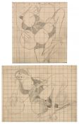 Stanley Spencer (1891-1959) - Women with Balloons, c1935 pencil on paper on two sheets 6 3/4 x 5 1/
