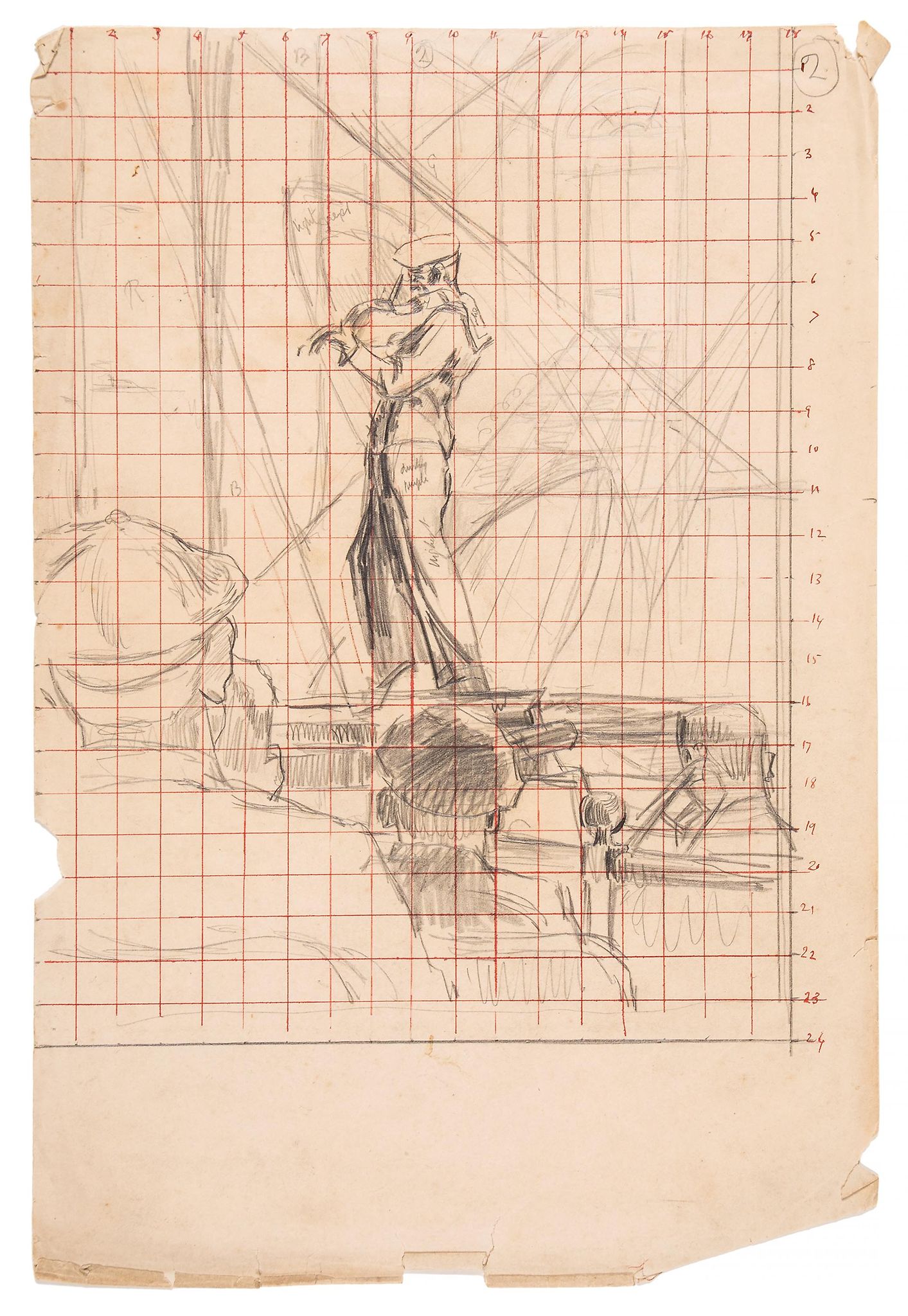 Walter Richard Sickert (1860-1942) - Theatre Performer, 1922-3 pencil on lined paper with