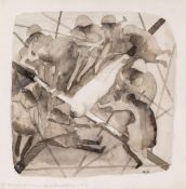 Norman Adams (1927-2005) - The Stations of the Cross - Nailing Jesus to the Cross, 1975 ink wash