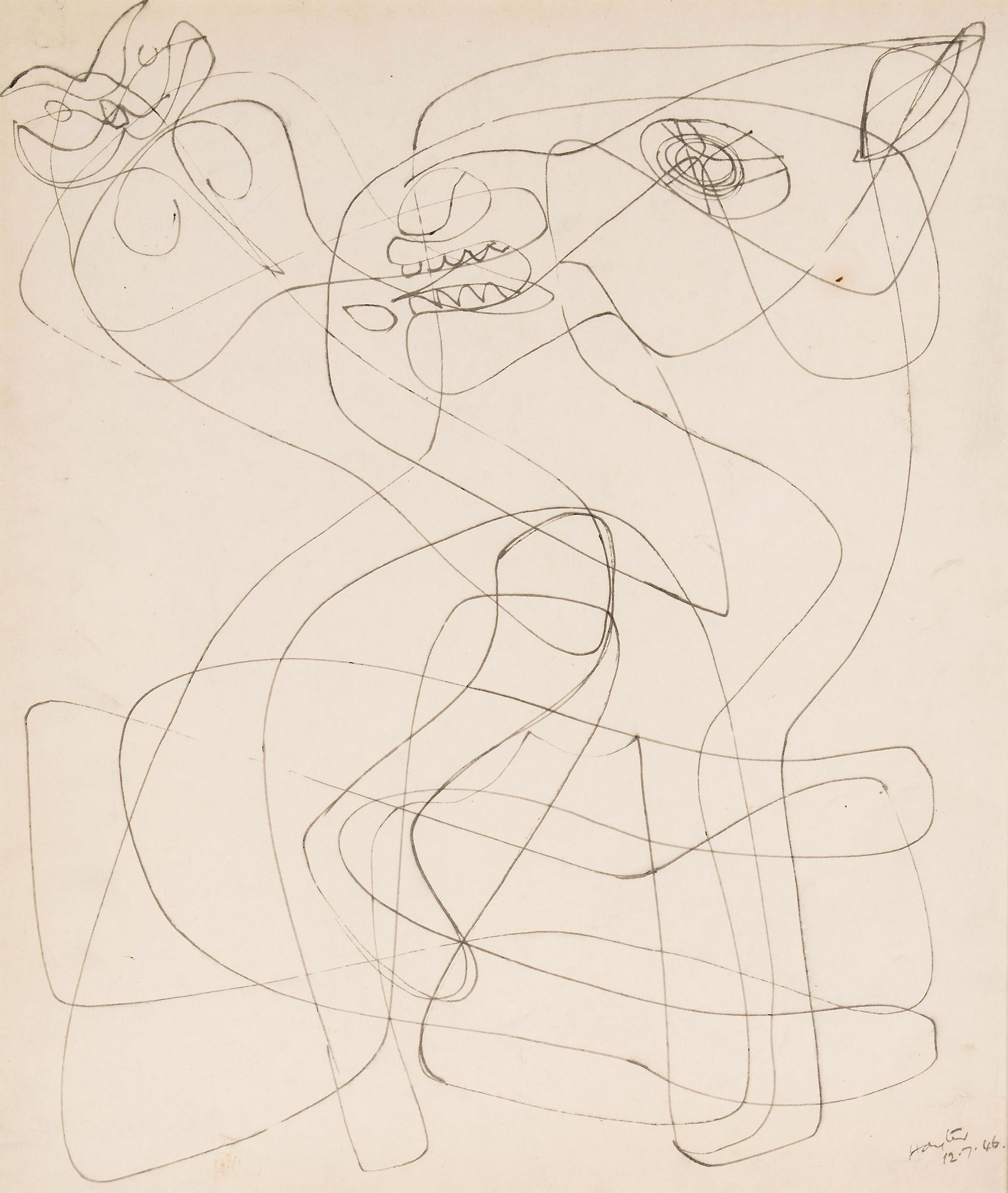 Stanley William Hayter (1901-1988) - Untiteld (Horse Head), 1946 pencil on paper, signed and dated