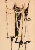 Lynn Chadwick (1914-2003) - Untitled (Figure), 1957 pen and ink on paper, signed within the image