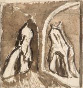 Stanley Spencer (1891-1959) - Figures in an architectural setting pencil and wash on paper 5 1/4 x