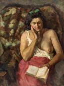 Dorothy Hepworth (1898-1978) aka Patricia Preece - Girl Resting oil on canvas, signed `Patricia
