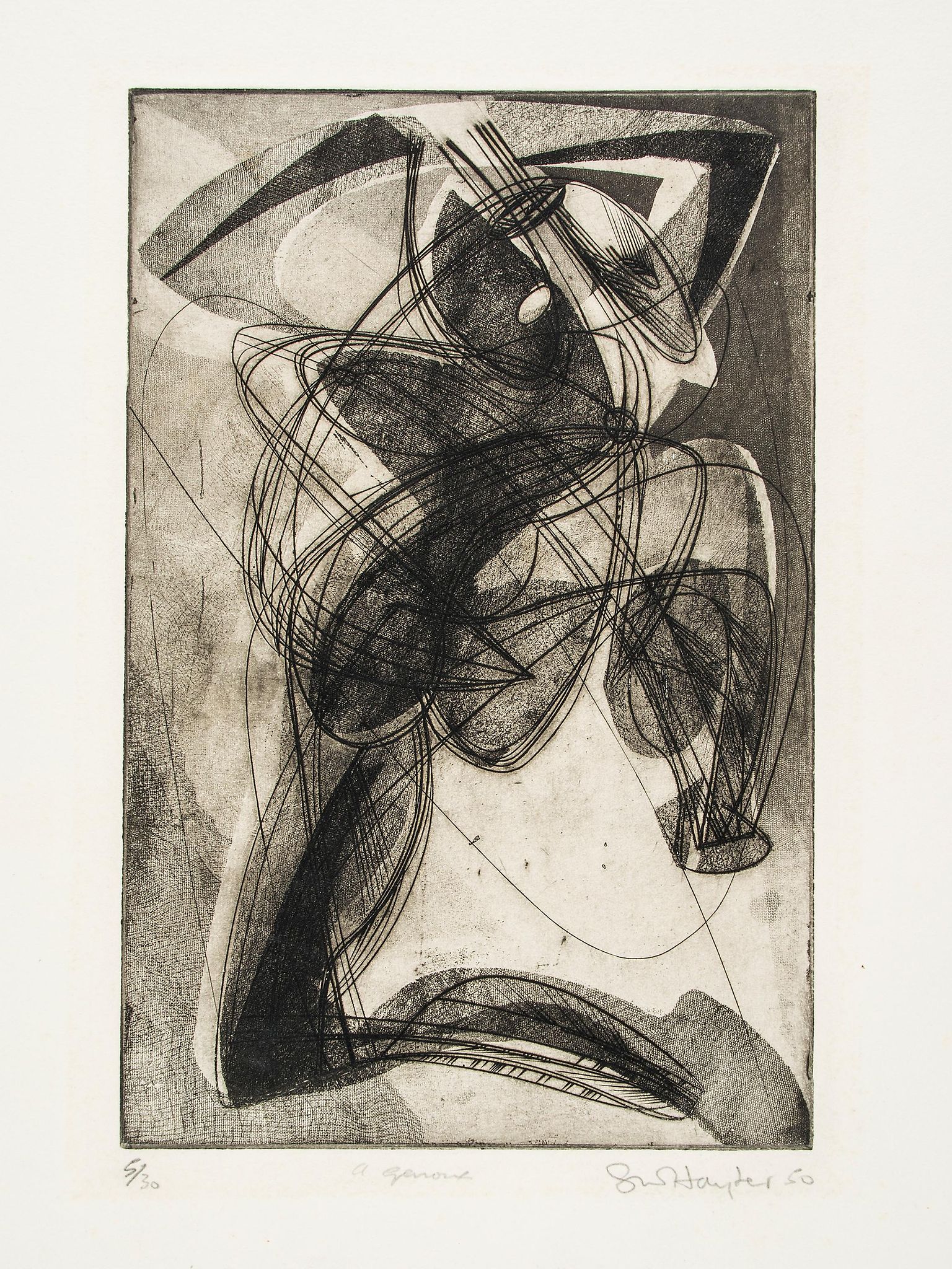 Stanley William Hayter (1901-1988) - a Genoux (B.&M.191) engraving with soft-ground etching, 1949,