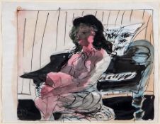Ceri Richards (1903-1971) - Girl at the Piano, c1955 pen, ink and watercolour on paper, with the