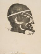 Craig (Edward Gordon) - Mask,  woodcut on Japan tissue, signed and dated 1909 lower left, inscribed