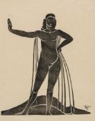 Craig (Edward Gordon) - Black Girl,  woodcut, on thin laid paper, initialled and dated 1914 in
