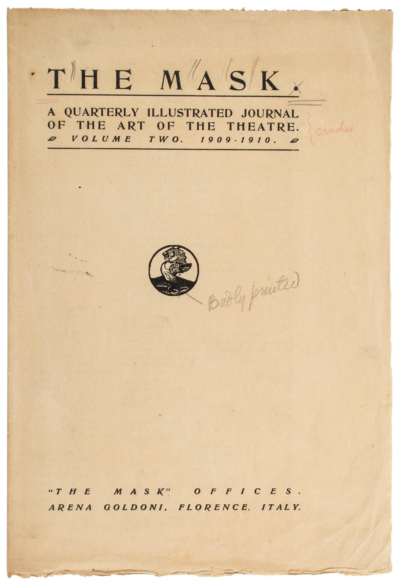 Craig (Edward Gordon) - [Proof sheet of Index to vol.2 of `The Mask`],  folded sheet  ,   Edward