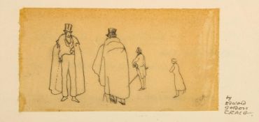 Craig (Edward Gordon) - Talma,  pencil sketch of four figure studies on a sheet of fine