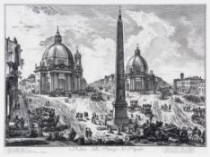 Piranesi (Giovanni Battista) - Veduta della Piazza del Popolo, from Vedute di Roma,  etching with