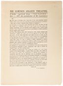 Craig (Edward Gordon).- Lawrence (N.D.) - Mr Gordon Craig`s Theatre. A Letter reprinted from ""The