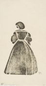 Craig (Edward Gordon) - Lady in Waiting,  woodcut, on thin laid paper, initialled in pen and ink