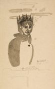 Craig (Edward Gordon) - Madness, study for a crowned figure of desolation,   monochrome ink and