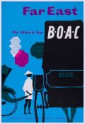 ANOYMOUS - FAR EAST, fly there by BOAC lithographic posters in colours, cond. A-, backed on linen 30