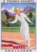 DIECKMANN, O - GRAND HOTEL, ADOLBODEN lithographic poster in colours, 1924, cond. A, backed on linen