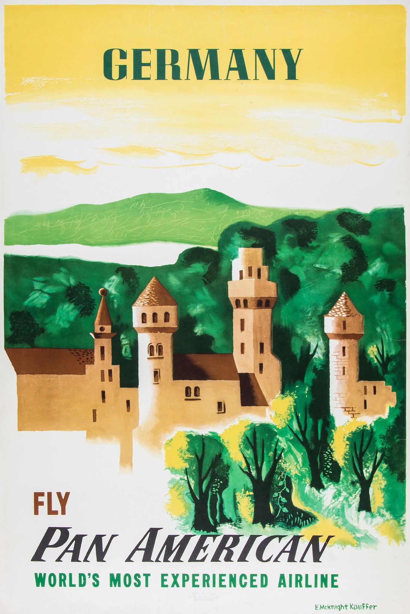 KAUFFER, Edward McKnight Hon. R.D.I. - GERMANY fly PAN AMERICAN lithographic poster in colours, c.