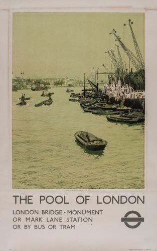 PEARS, Charles R.O.I - THEE POOL OF LONDON, London Underground lithographic poster in colours, 1936,