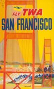 KLEIN, David - SAN FRANCISCO, FLY TWA offset lithographic poster in colours, c.1958, cond B-;