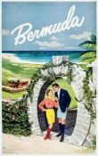 ANONYMOUS - BERMUDA offset lithographic poster in colours, cond. A, backed on linen 36 1/2 x