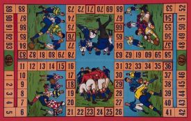 ANONYMOUS - RUGBY BOARD GAME lithographic poster in colours, c.1925, cond. A, backed on linen 14 x