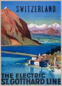 BAUMBERGER, Otto (1889-1961) - SWITZERLAND, The Electric St. Gotthard line lithographic poster in