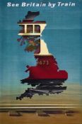 GAMES, Abram  (1914-1996) - SEE BRITAIN BY TRAIN, British Railways lithographic poster in colours,
