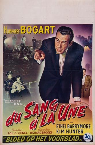 HUMPHREY BOGART dans DU SANG A LA UNE offset lithograhic poster in colours, Belgium, cond A-, not