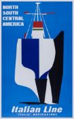 BARBONI, A - ITALIAN LINE, North South Central America lithographic poster in colours, c.1960,
