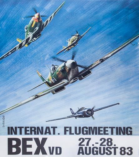 ANONYMOUS - INTERNAT. FLUGMEETING offset lithographic poster in colours, 1983, printed by Roger