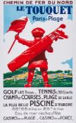 COURCHINOUX, Edouard (1891-1968) - LE TOUQUETt, Golf, Piscine, Casino lithographic poster in