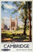 SHEPHERD - CAMBRIDGE, Kings College Chapel, British Railways ithographic poster in colours,