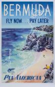 LOWERES - BERMUDA, Pan American offset lithographic poster in colours, cond. A, backed on linen 42 x