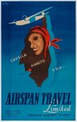 PONTAC - AIRSPAN TRAVEL, Corsica awaits you lithographic poster in colours, 1949cm.), cond B+,
