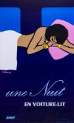 VILLEMOT, Bernard  (1911-1989) - UNE NUIT, EN VOITURE-LIT lithographic poster in colours, 1973,