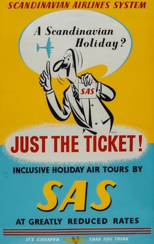 VARNEY - JUST THE TICKET, SAS lithographic poster in colours, printed by Waterlow  &  Sons Ltd,.