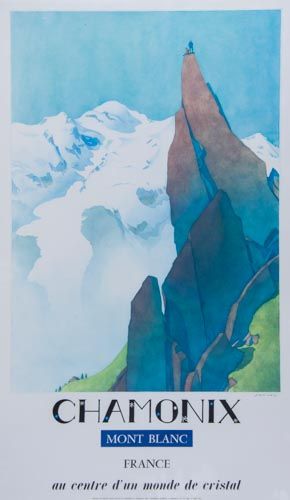 SAMIVEL - CHAMONIX, MONT BLANC offset lithographic poster in colours, 1972, cond A, printed by