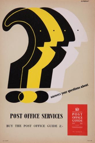 ECKERSLEY, Tom (1914-1997 - POST OFFICE SERVICES, GPO lithographic poster in colours, 1952, cond. A,