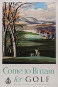 HILDER, Rowland Frederick (1905-1993 - COME TO BRITAIN for GOLF lithographic poster in colours,