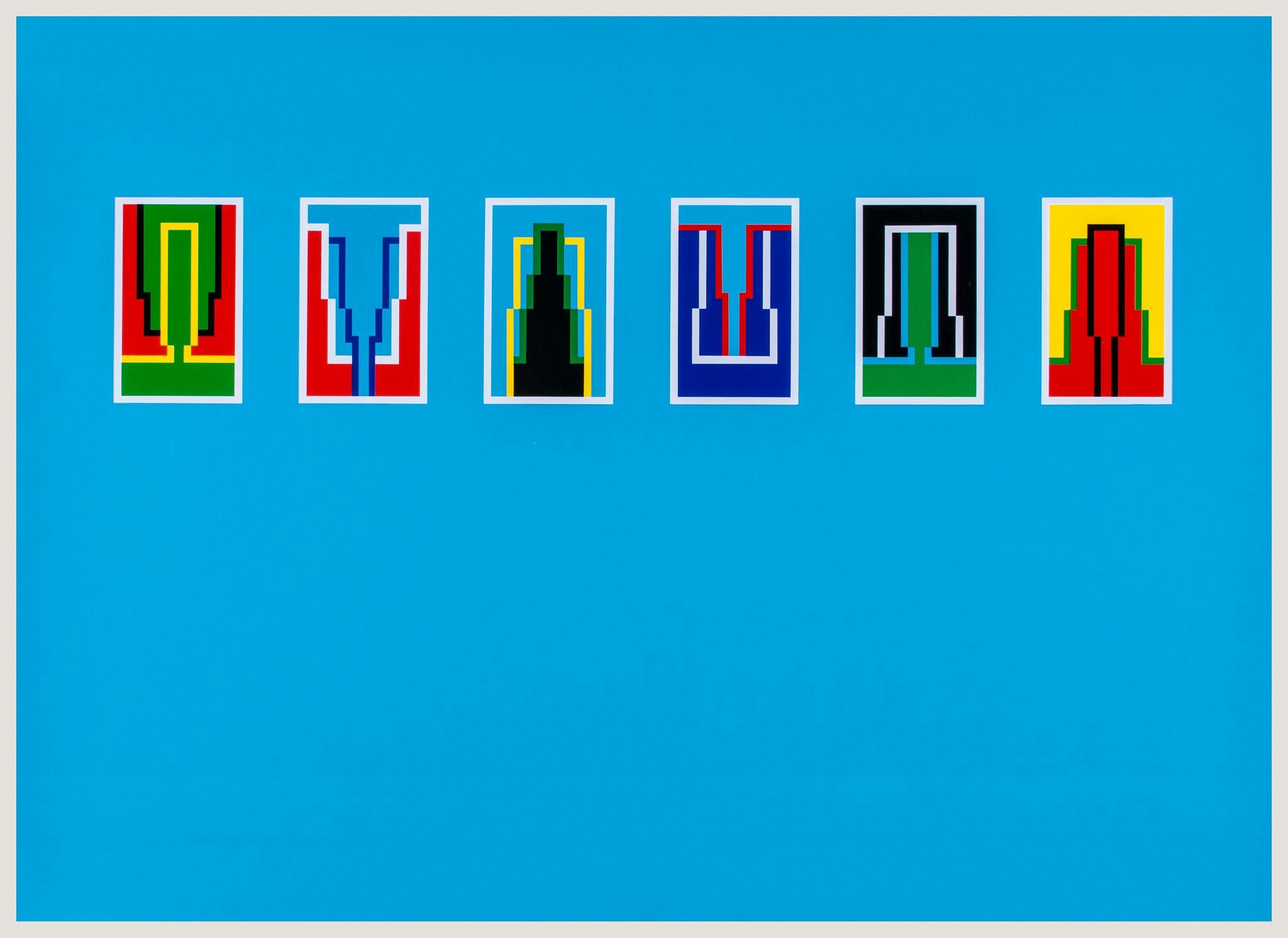 Robyn Denny (b.1930) - Six Miniatures - Yellow & Blue & Green three screenprints in colours, 1975, - Image 2 of 3