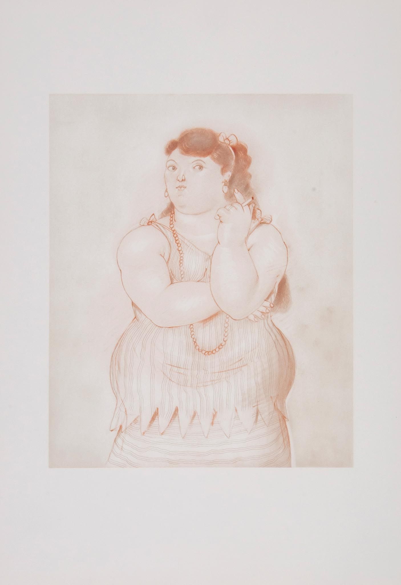 Fernando Botero (b.1932) - Mujer Fumando lithograph printed in colours, 1965, an unsigned proof