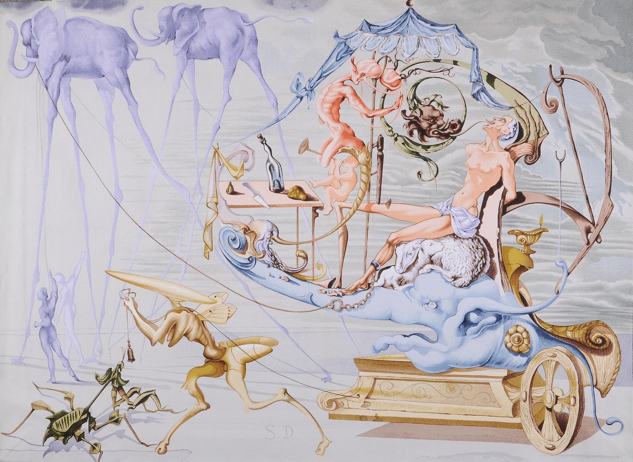 Salvador Dalí (1904-1989) - after, Le Char de Bacchus tapestry, 1974, with the printed signature,